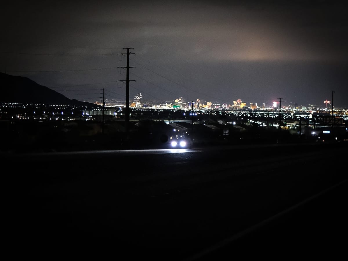The Sudden Lights of Vegas in the Valley Below